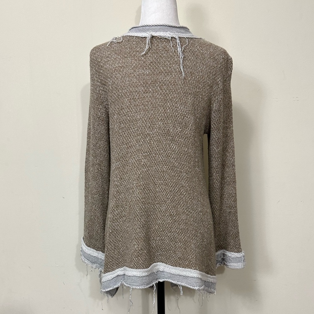 NWOT Pete Cotton Blend Brown Grey Factory Distressed Grunge Wrap Cloak Coat M/L - Picture 10 of 16